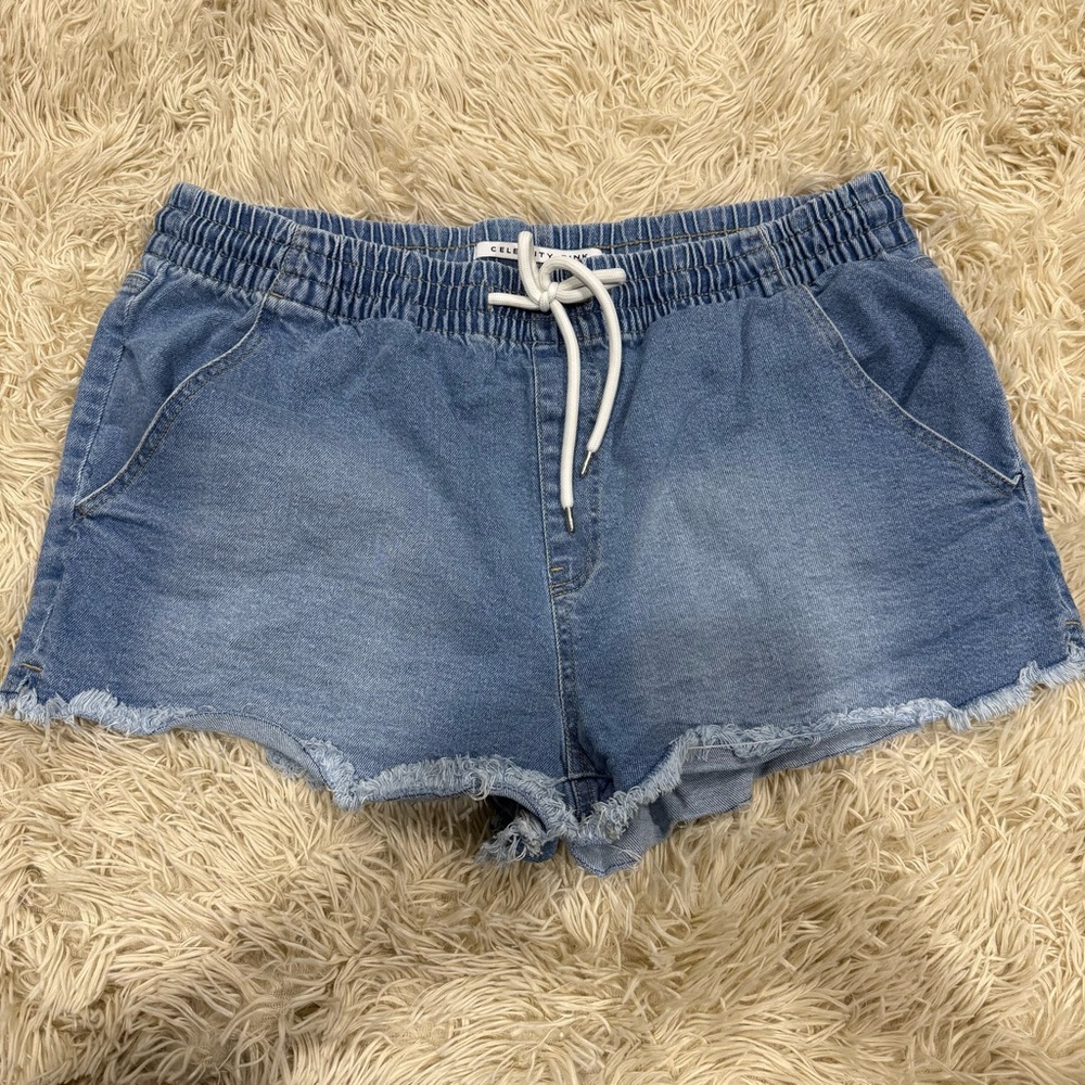 Celebrity Pink Blue Jean Shorts Distressed Cut-Off Style